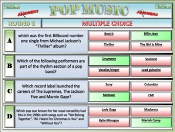 Pop Music Quiz by Cre8tive Resources