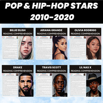 Preview of Pop Music and Hip-Hop Artists Reading Comprehension Bundle