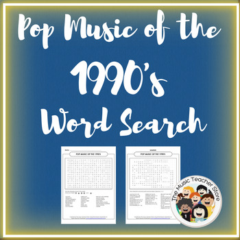 Preview of Pop Music of the 1990's Word Search Puzzle
