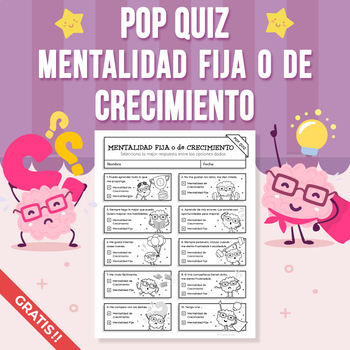 Preview of Pop Quiz | Mentalidad Fija o Mentalidad de Crecimiento FREE