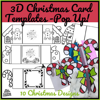 Preview of Pop Up Christmas Card Templates: 3D Holiday Craft Activity for Students