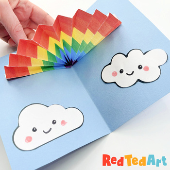Preview of Pop Up Rainbow Card with Templates (full color & coloring page) STEAM Craft