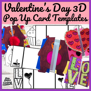 Preview of Valentines Day Pop Up Card Templates & Friendship Craft Activities