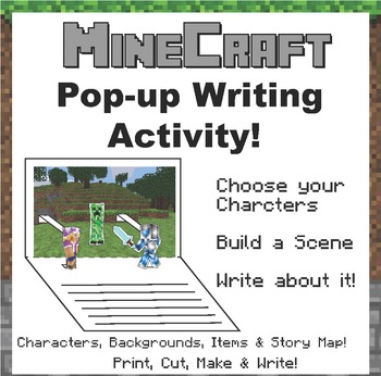 Preview of Pop Up Writing Activity - minecraft like images!