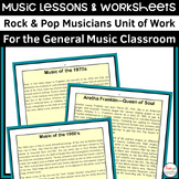 Pop and Rock Music Lessons and Worksheets for Middle Schoo