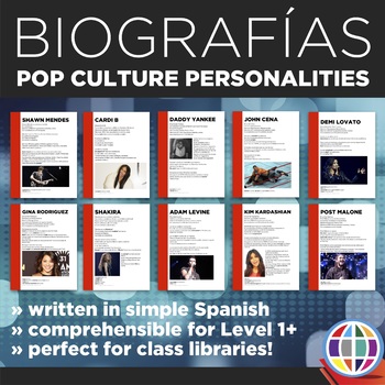 Preview of Pop culture personalities: Simple biographies in Spanish