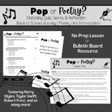 Pop or Poetry? Beginning of Year/Unit Activity || Matching