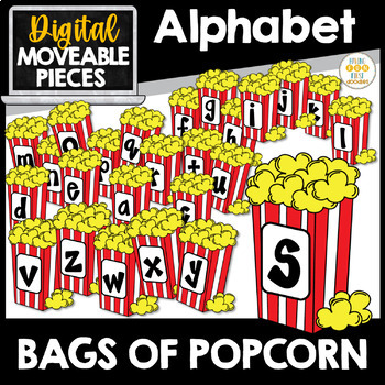 Preview of Popcorn Bag Letters Alphabet Digital Sticker Movable Clipart Digital Pieces