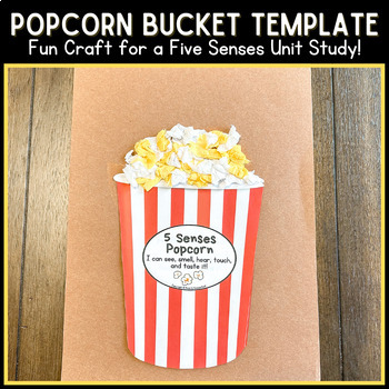 Preview of Popcorn Bucket Template | Five Senses Craft