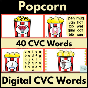 Preview of Popcorn CVC Word Building Digital Activities for Reading and Phonemic Awareness