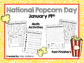 Preview of Popcorn Day | Activities, Worksheets, Fast Finishers