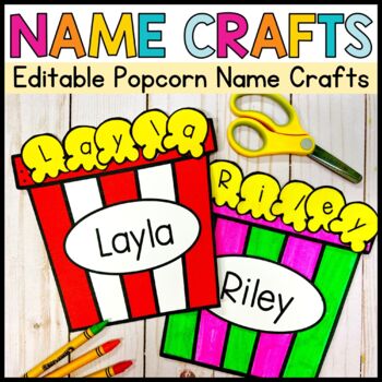 Preview of Popcorn Editable Name Craft