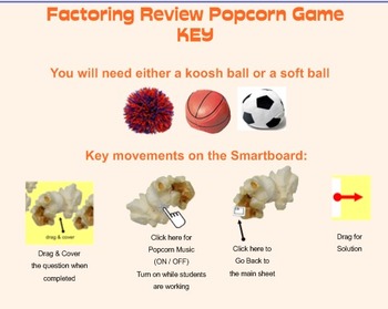 Preview of Popcorn Game - Factoring Review