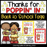 Popcorn Gift Tags Back to School Night Welcome Thanks for 