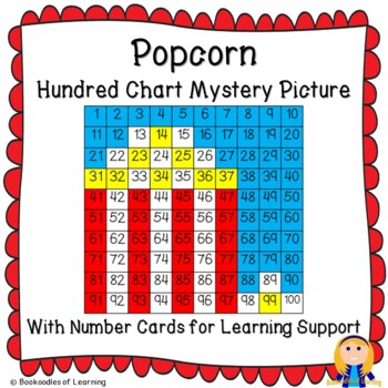Preview of Popcorn Hundred Chart Mystery Pictures with Number Cards