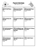 Popcorn Interview Worksheet - Class/teambuilding activity