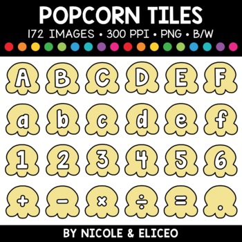 Popcorn Letter And Number Tiles Clipart Free Blacklines Commercial Use