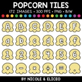 Popcorn Letter and Number Tiles Clipart + FREE Blacklines 