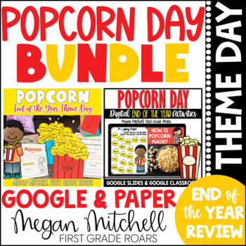 Preview of Popcorn Movie Day Bundle End of the Year Theme Day Digital & Paper