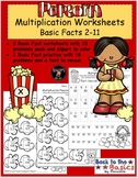 Popcorn Multiplication Basic Fact Worksheets 2-11