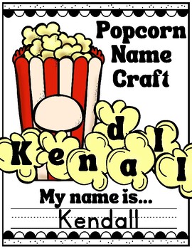 Preview of Popcorn Name Craft for Movie Theater Theme for Preschool and Kindergarten