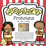 Popcorn Pronouns Card Game - 60 Subject Pronoun Cards for 