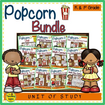 Preview of Popcorn Themed Literacy & Math Bundle