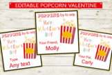Popcorn Valentine's Day Cards // Editable PDF custom valen