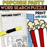 Popcorn Word Search Puzzle Popcorn Party Word Search and F