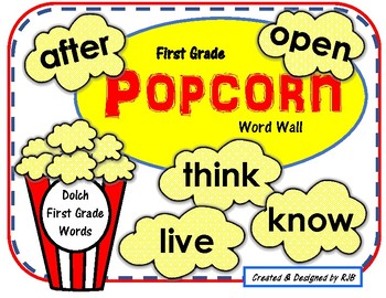 dolch sight words first grade popcorn theme