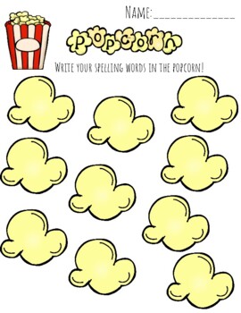 printable popcorn words template