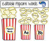 Popcorn Word Cards - Editable - Two sizes