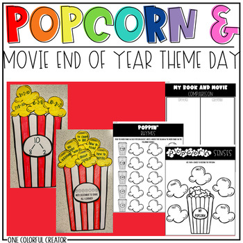 Preview of Popcorn and Movie Day - End of Year Theme Day Activities - Countdown to Summer