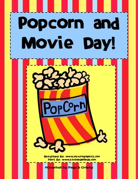 Preview of Popcorn and Movie Day!  Theme Days for End of School!