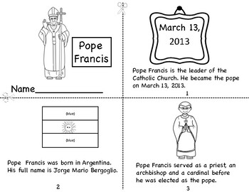 Pope Francis Mini Book And Coloring Pages