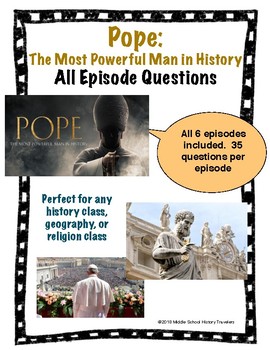 Preview of Pope: The Most Powerful Man in History Bundle ALL Episodes Movie Guide Questions