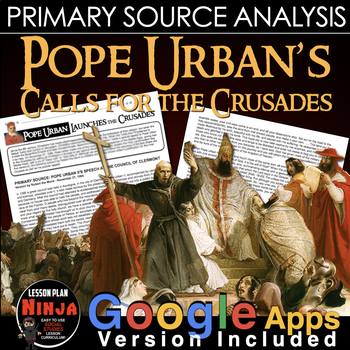Preview of Pope Urban Calls for Crusades Primary Source Analysis+ Distance Learning Version