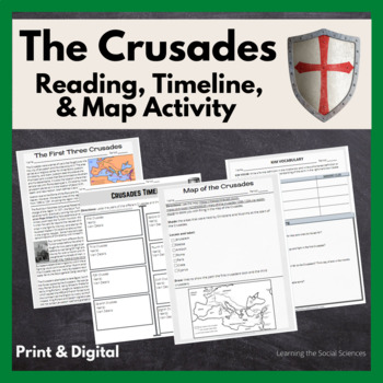 Preview of The Crusades Reading, Primary Doc, Timeline, & Map Assignment: Print & Digital