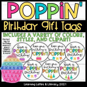 Preview of Poppin Birthday Tags Pop it Popcorn Lollipop Student Birthday Treat Gift Tags
