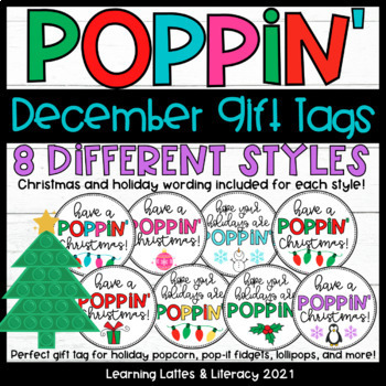 Preview of Poppin Christmas Tags Pop it Popcorn Lollipop Holiday Student Teacher Gift Tags