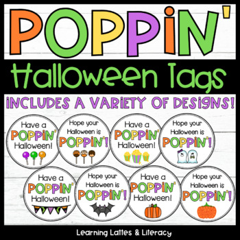 Preview of Poppin Halloween Treat Tags Popcorn Candy Lollipop Holiday Student Teacher Tags