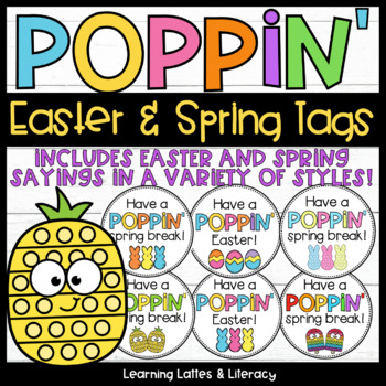 Preview of Poppin Spring Break Tags Poppin Easter Tags Spring Bunny Pop Fidget Gift Tags
