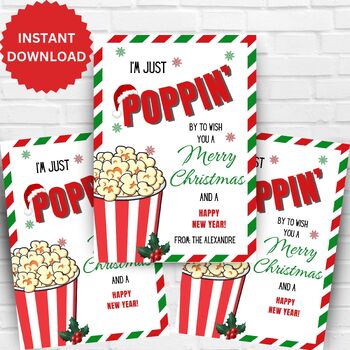 Poppin by to say Merry Christmas, Gift Tags for PopCorn, teacher ...