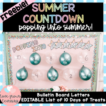 Preview of Balloon Pop Summer Countdown End of Year Bulletin Board Freebie
