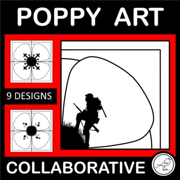 Preview of Poppy Art Collaborative Activity with Silhouette Image