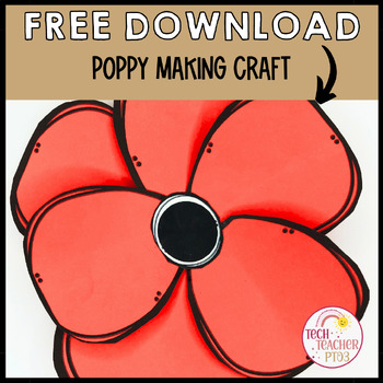 Preview of Poppy Craft ANZAC Remembrance Veterans Day FREE DOWNLOAD