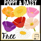 Poppy & Daisy Spring Flower Clipart- FREE