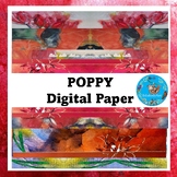Poppy Flowers Digital Paper {Watercolour Design Paper for 