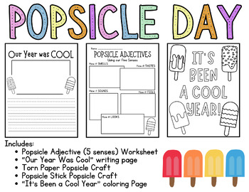 Preview of Popsicle Adjectives & Crafts (Great End of Year Activity!)