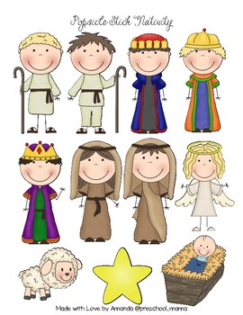 Popsicle Nativity Puppets and Coloring Page by Preschool Mama | TpT